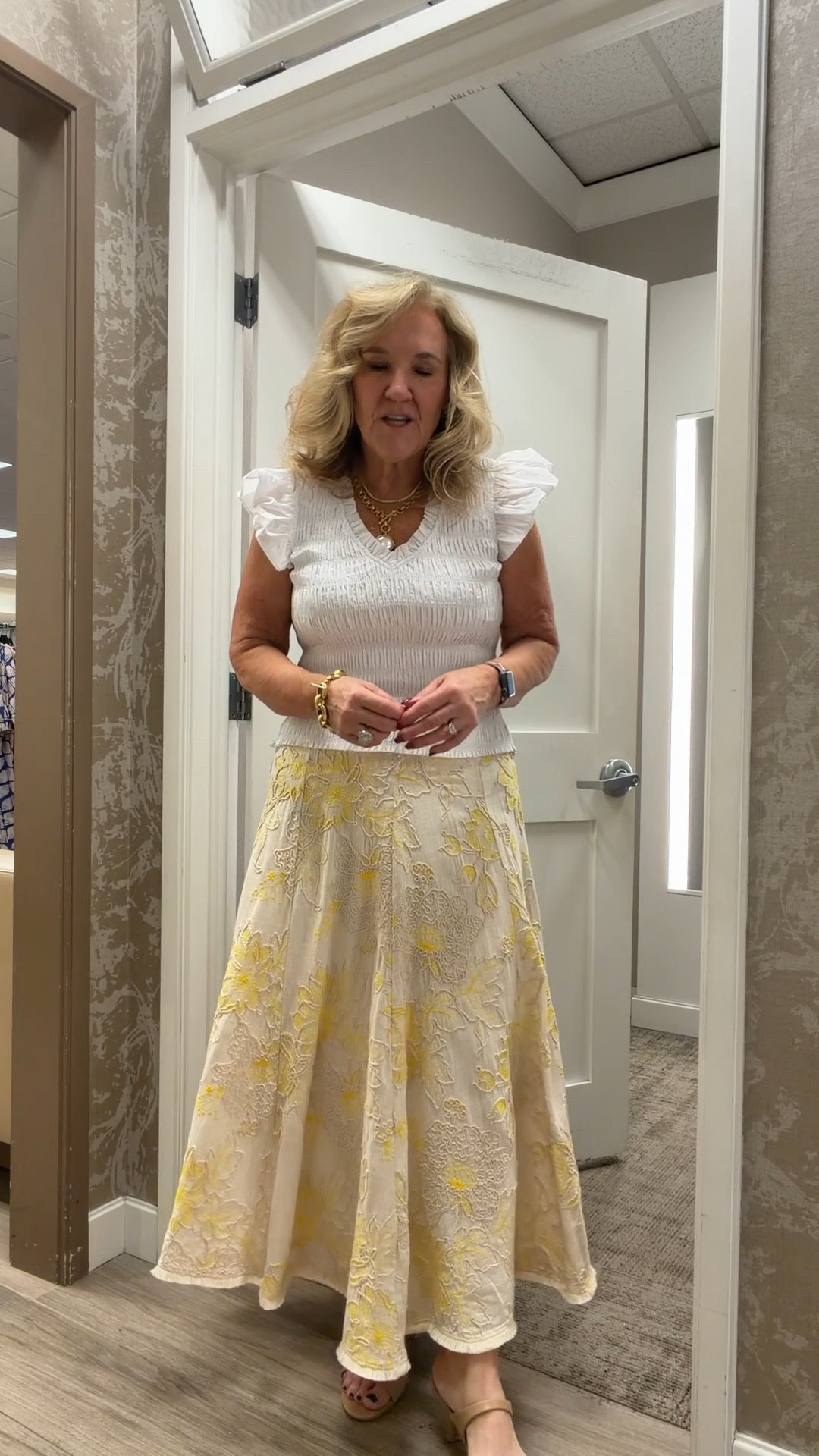 The prettiest skirt! There’s also pants in the same fabric. True to size. 
Linking similar tops. This one isn’t online. 

Baby shower outfit dress Easter 

#LTKMidsize #LTKSeasonal #LTKOver40