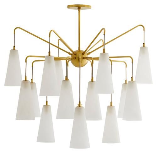 Arteriors Mika Hollywood Regency Antique Brass Spider Arms Chandelier | Kathy Kuo Home