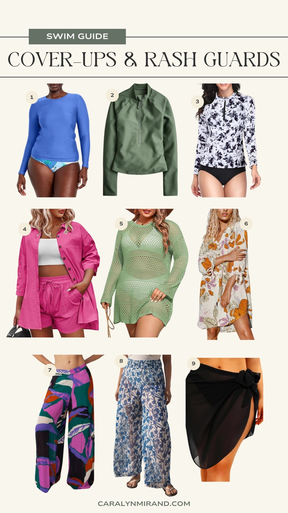 Cover ups and rash guards. See more on CaralynMirand.com

#LTKSwim #LTKTravel #LTKSeasonal