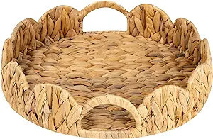 StorageWorks Scalloped Edge Round Tray, Round Serving Tray with Built-in Handles, Decoratve Tray ... | Amazon (US)