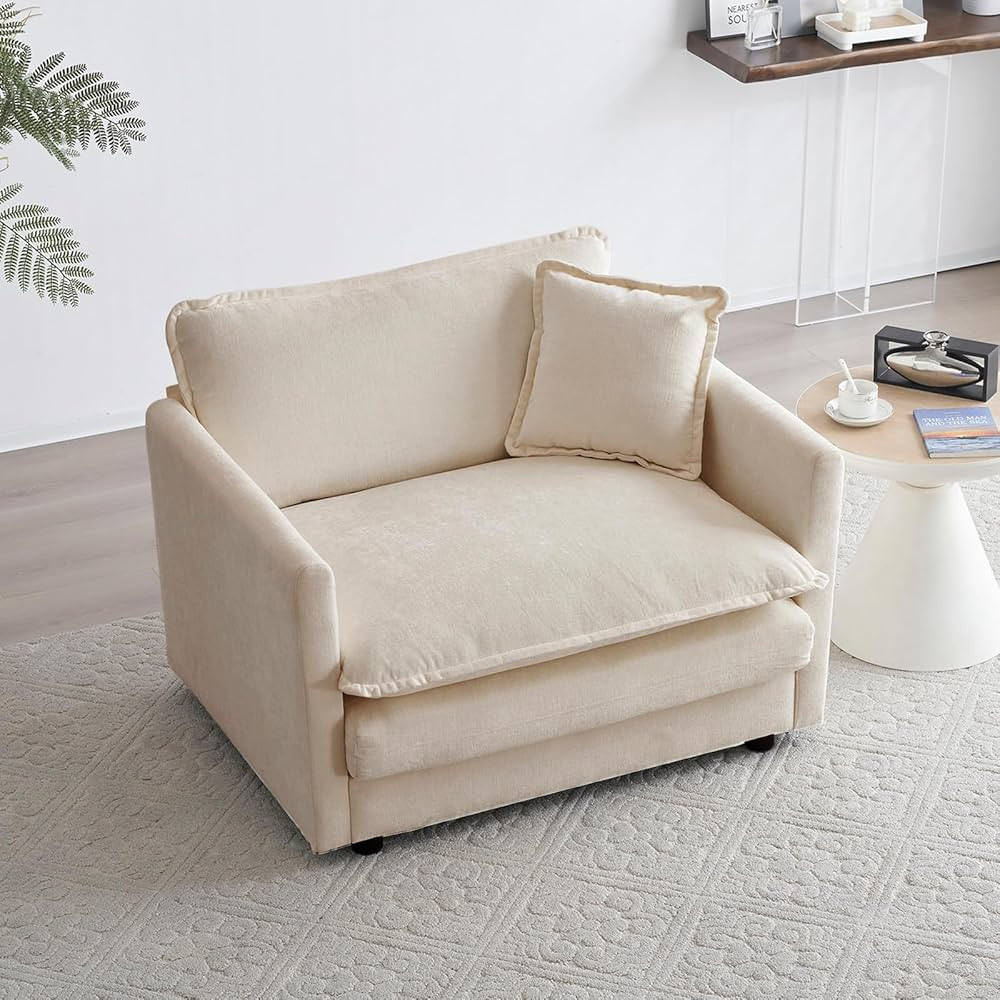 KIVENJAJA Chenille Single Sofa Chair, 41.4”W Oversized Accent Chairs, Modern Upholstered Deep S... | Amazon (US)