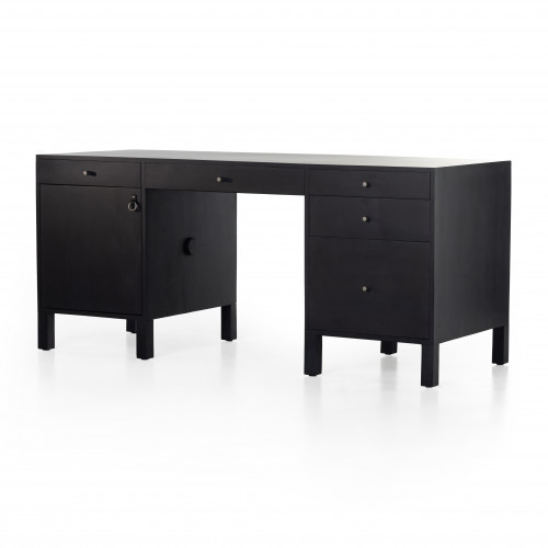 Four Hands Isador Executive Desk Black Wash Poplar | Gracious Style