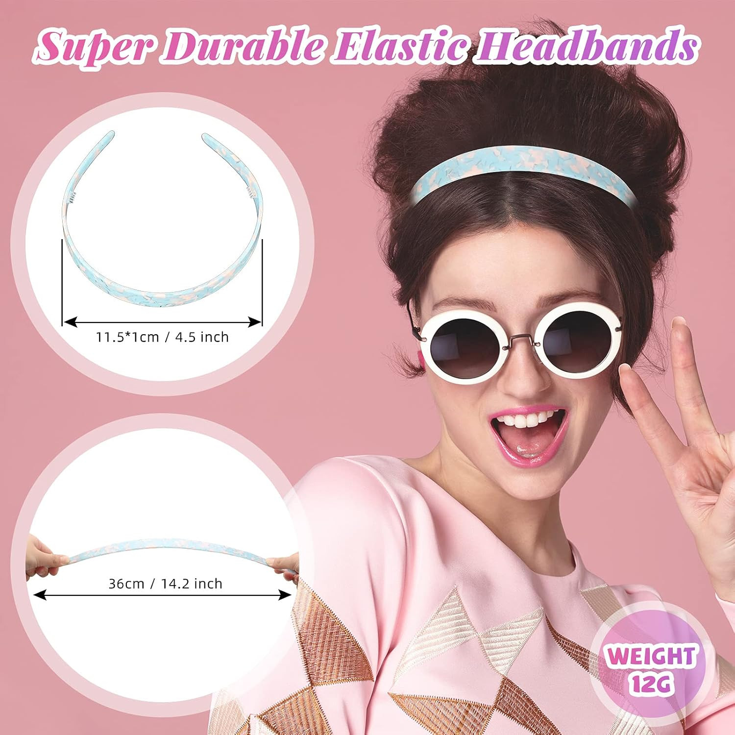 3 Colors Wide Tortoise Acetate Headbands Cellulose Headbands Skinny Thin Plastic Headbands Comb w... | Amazon (US)