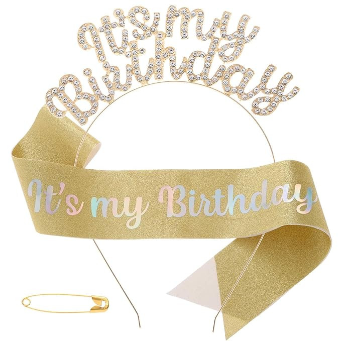 Acenail It's My Birthday Headband Happy Birthdays Sash Rhinestone Birthday Hair Accessories for W... | Amazon (US)