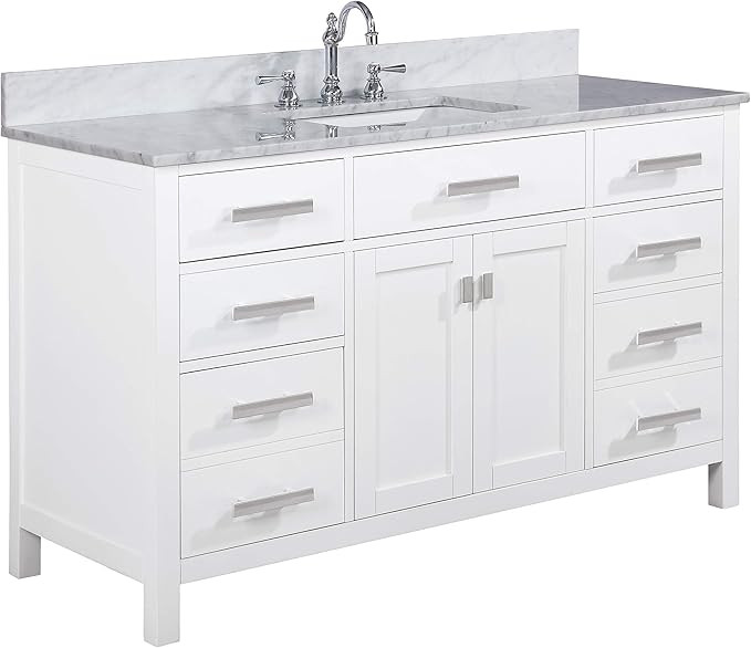 Design Element V01-54-WT Valentino 54" Pre-Assembled SingleSink Bathroom Vanity Set in White-Come... | Amazon (US)