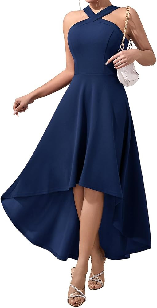 DRESSTELLS Womens Dresses 2024 Halter Cocktail Sleeveless High Low Prom Dress Wedding Guest Eveni... | Amazon (US)