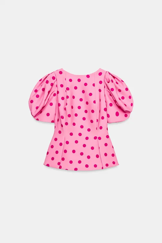POLKA DOT PUFF SLEEVE TOP | Zara US