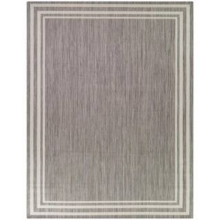 Gray 6 ft. x 9 ft. Border Indoor/Outdoor Area Rug | The Home Depot