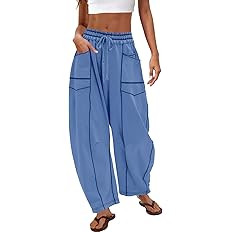 Nirovien Womens Barrel Sweatpants High Waisted Wide Leg Sweatpants Drawstring Lounge Baggy Pants ... | Amazon (US)