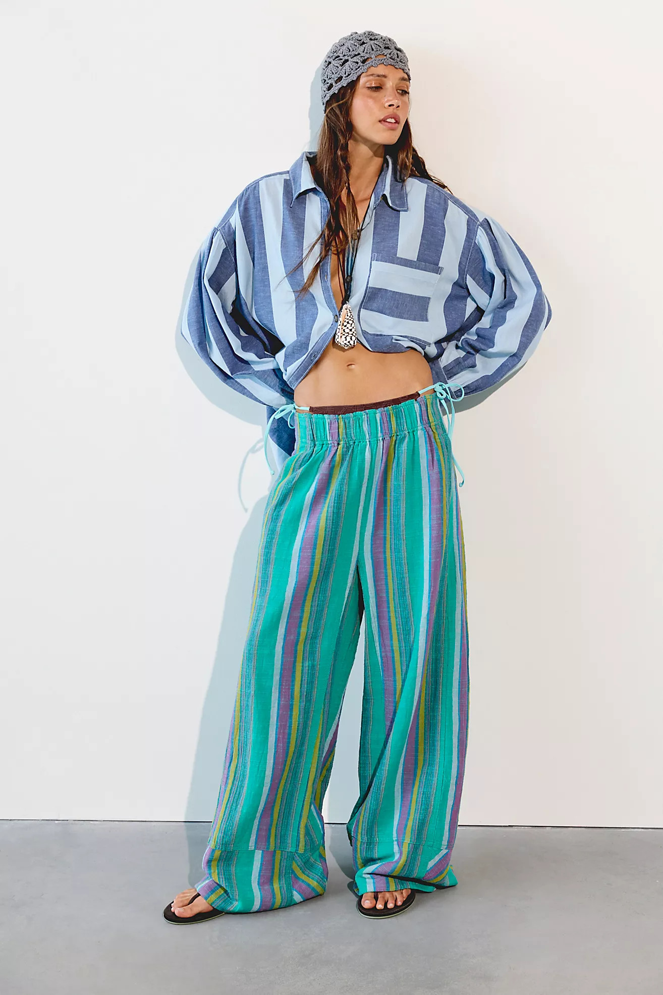 Day's End Linen Striped Pull-On Pants | Free People (Global - UK&FR Excluded)