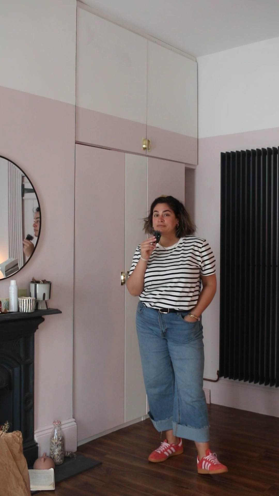 HM striped t-shirt {xx} HM wide leg high rise jeans {46} Adidas Spezials //midsize fashion /: midsize outfits // spring fashion // spring outfit ideas 

#LTKstyletip #LTKmidsize #LTKspring