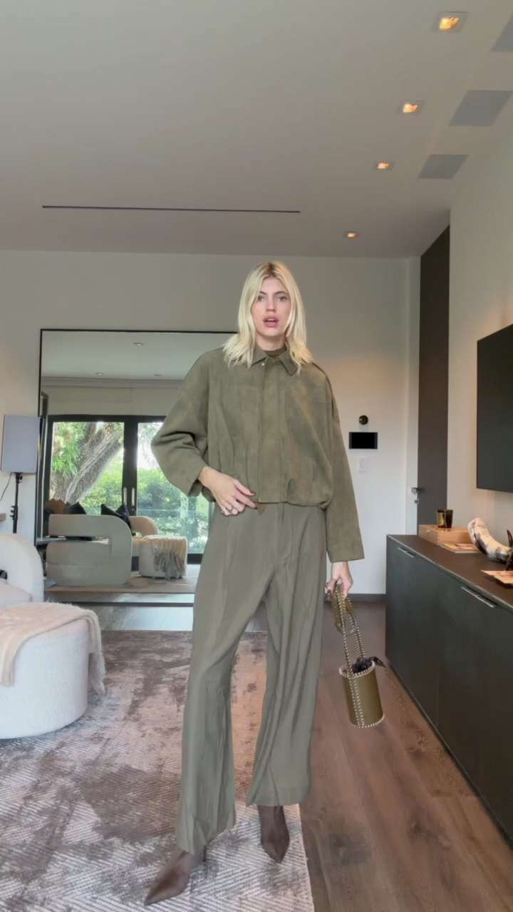 Green on green moment 🫒 Obsessed with this Zara suede bomber — the perfect olive shade for fall ✨ Layered with this flattering tie-front long sleeve underneath for an effortlessly chic look. 

 #LTKSeasonal #LTKStyleTip #LTKShoeCrush