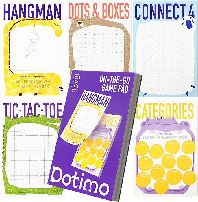 Dotimo Travel Games for Kids Ages 3+, 90-Page Activity Book with Hangman & 5 Classic Games, Scree... | Amazon (US)