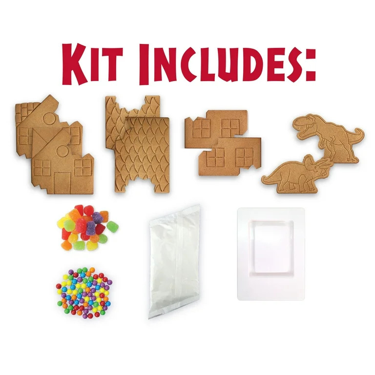 Jurassic World Dinosaur Gingerbread House Kit with Dinosaur Cookies, 20.5oz, Contains Wheat, Egg,... | Walmart (US)
