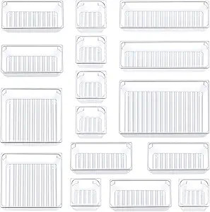 Kootek 16 Pcs Drawer Organizer Set, 5-Size Bathroom Drawer Organizers Makeup Trays Vanity Desk Di... | Amazon (US)