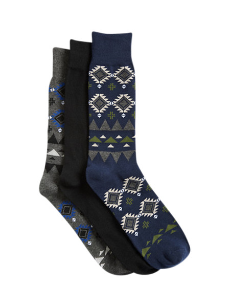 Harbor Bay
                3-pk Tribal-Pattern Crew Socks | Destination XL