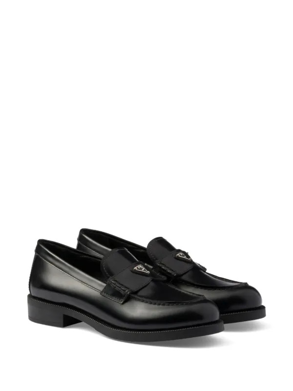 Prada Brushed Leather Loafers - Farfetch | Farfetch Global