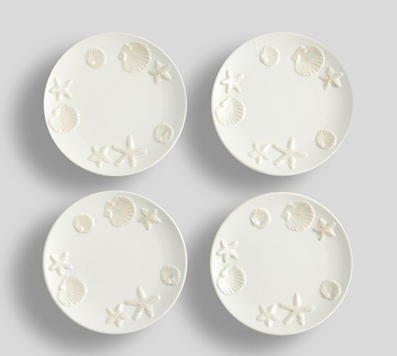 Coastal Embossed Stoneware Appetizer Plates - Set of 4 | Pottery Barn (US)