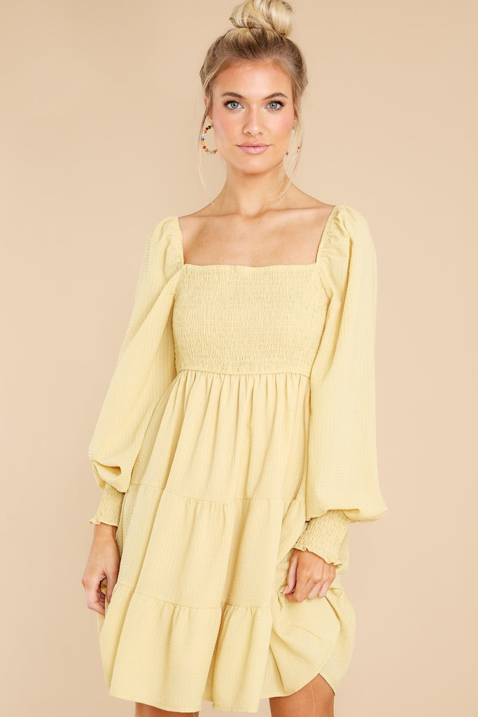 When The Sun Comes Out Pastel Yellow Dress | Red Dress 