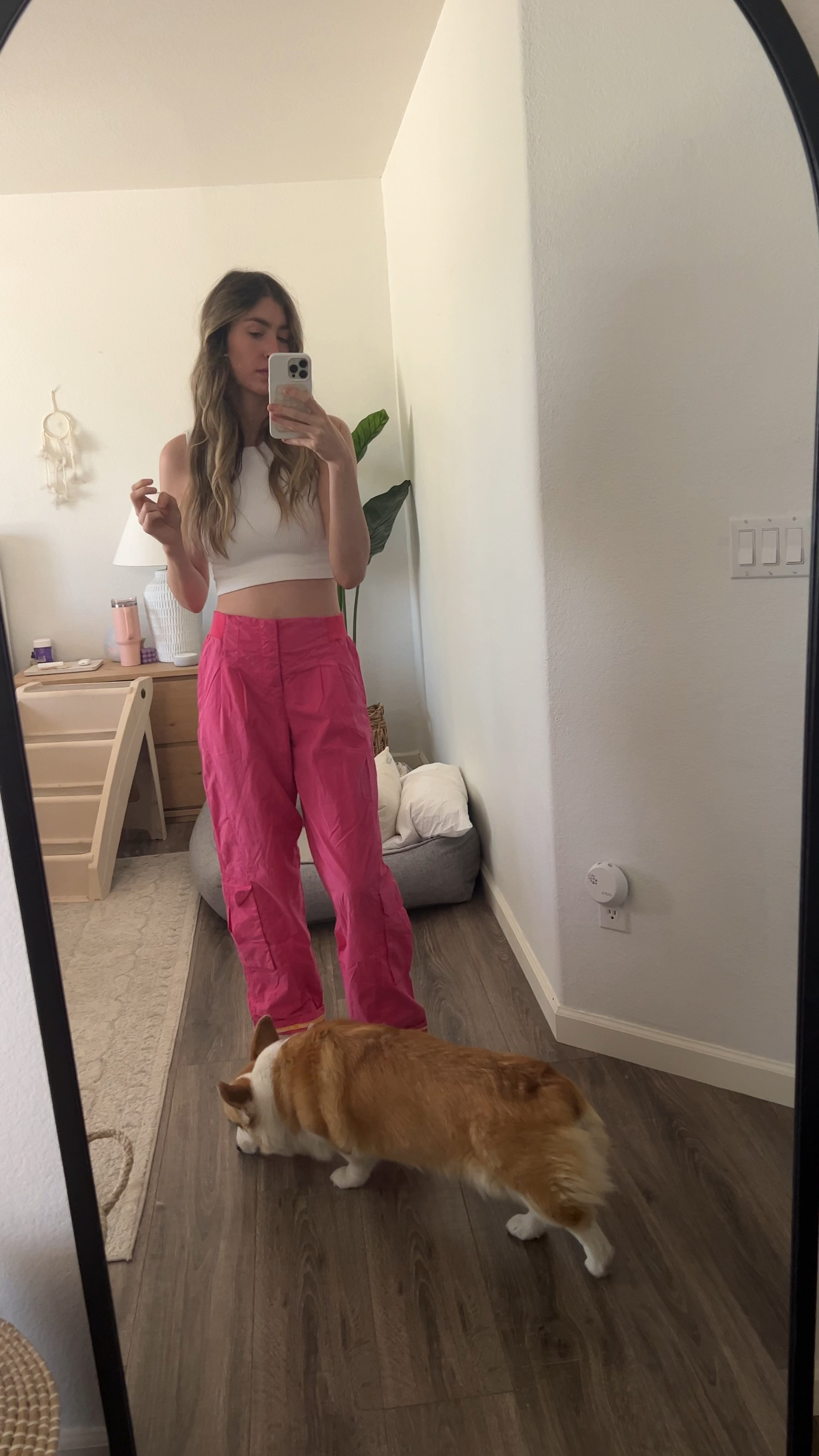 Hot pink free people cargo pants 

#LTKfit