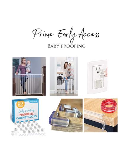 Baby proofing items, baby gate for stairs, doorways, and hallways, outlet covers, corner bumpers, and magnetic cabinet locks 

#LTKsalealert #LTKhome #LTKkids