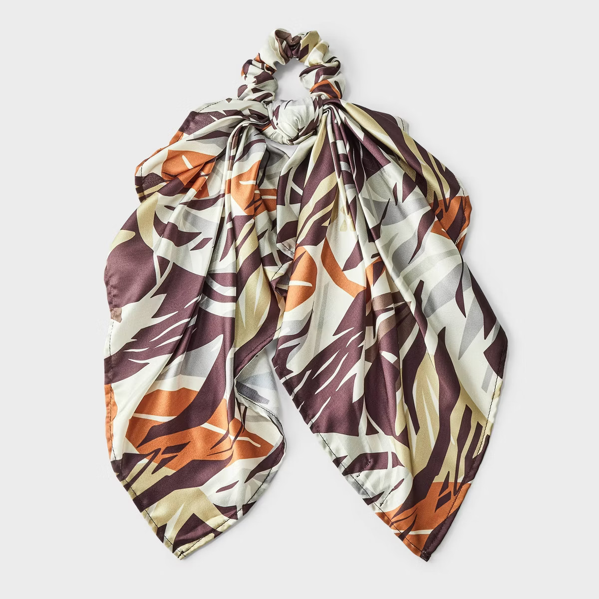 Floral Abstract Satin Bow Hair Twister with Tails - A New Day™ Brown | Target