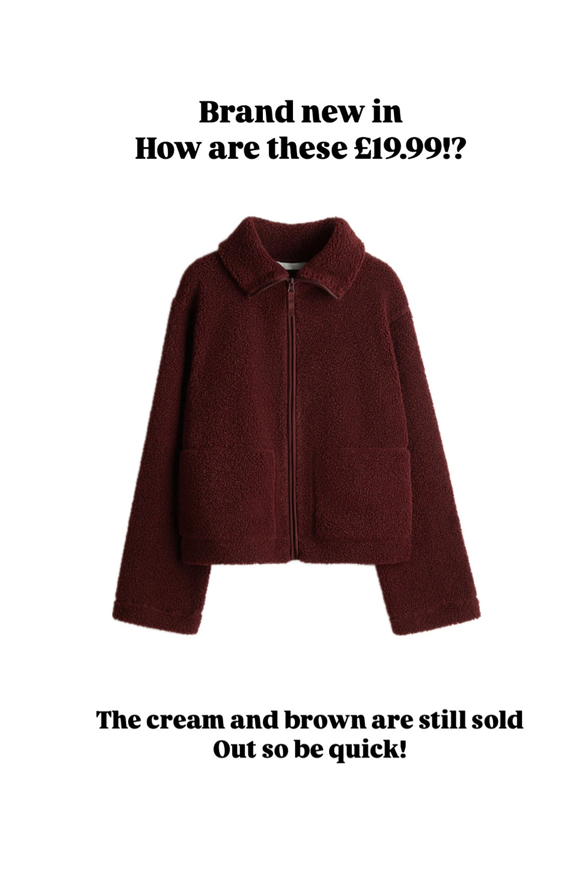 The viral Teddy jackets new colourway 🍷🤩💃🏼

Teddy jacket, Borg jacket, burgundy jacket, fluffy jacket. H&M

#LTKuk #LTKgrwm #LTKwinter