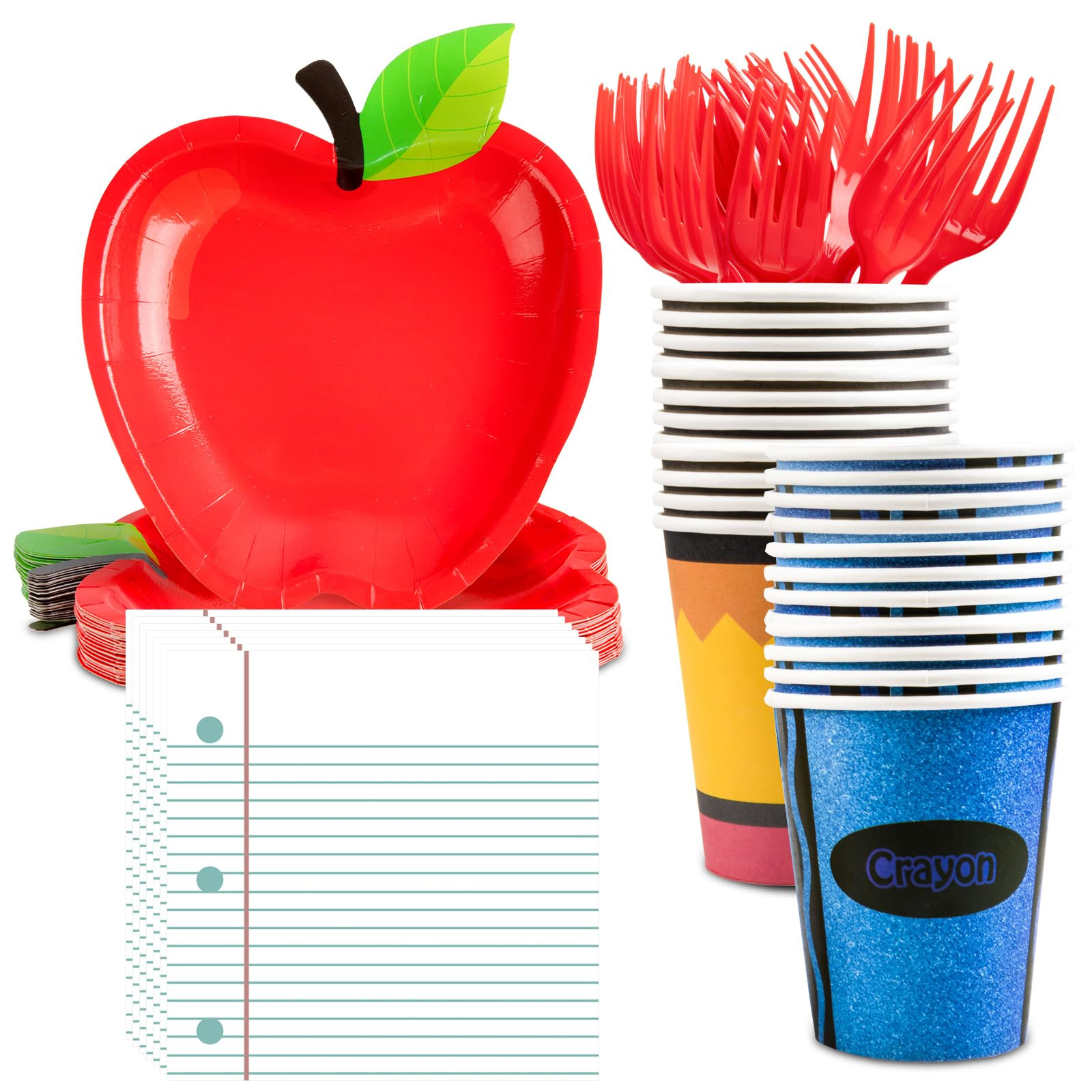 123 Pcs Back to School Disposable Tableware Set with Plate Cup Fork Napkin for Back to School Cla... | Amazon (US)