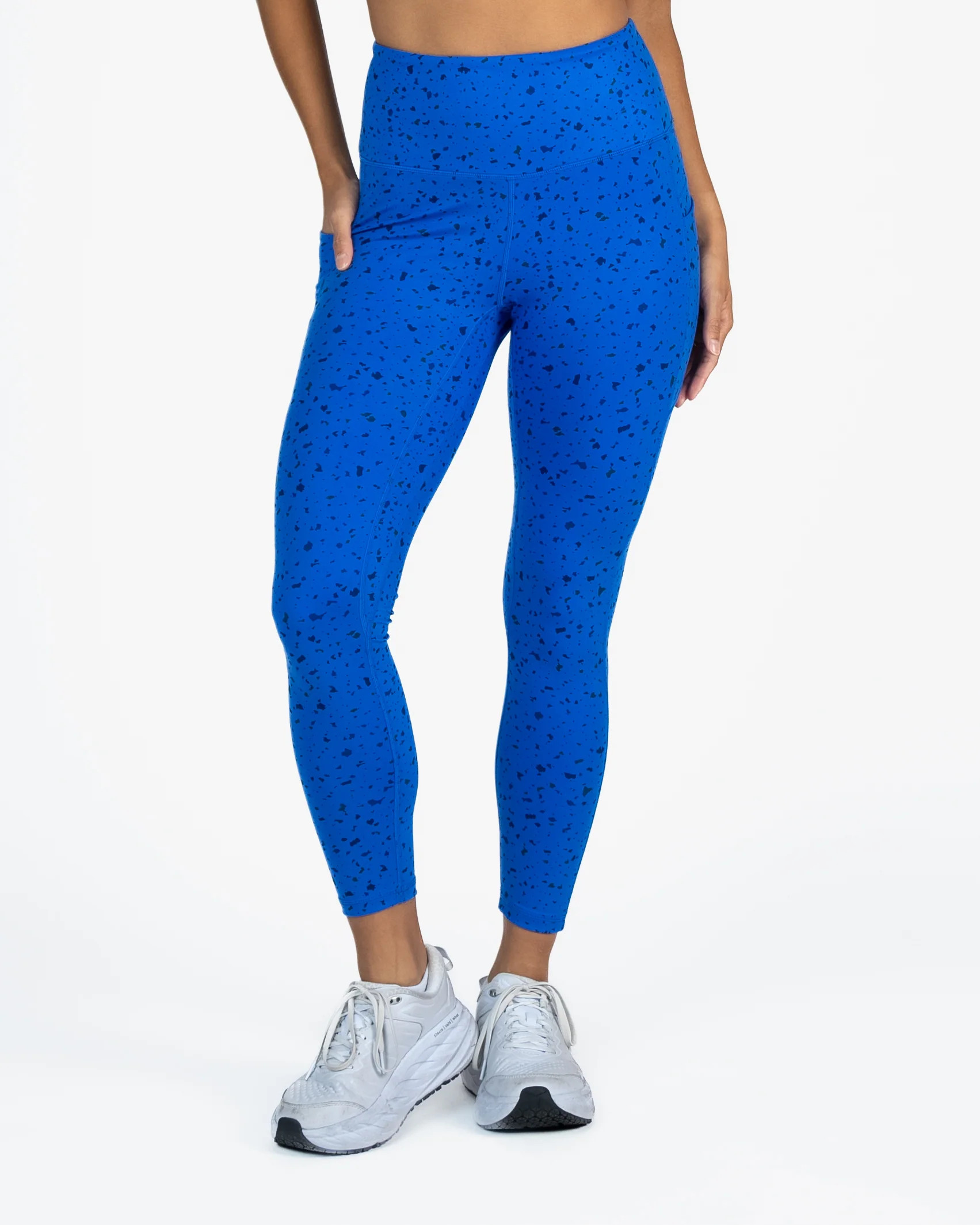 Skin High Waisted Vinyasa 7/8 Capris - Cobalt Terrazzo | Senita Athletics