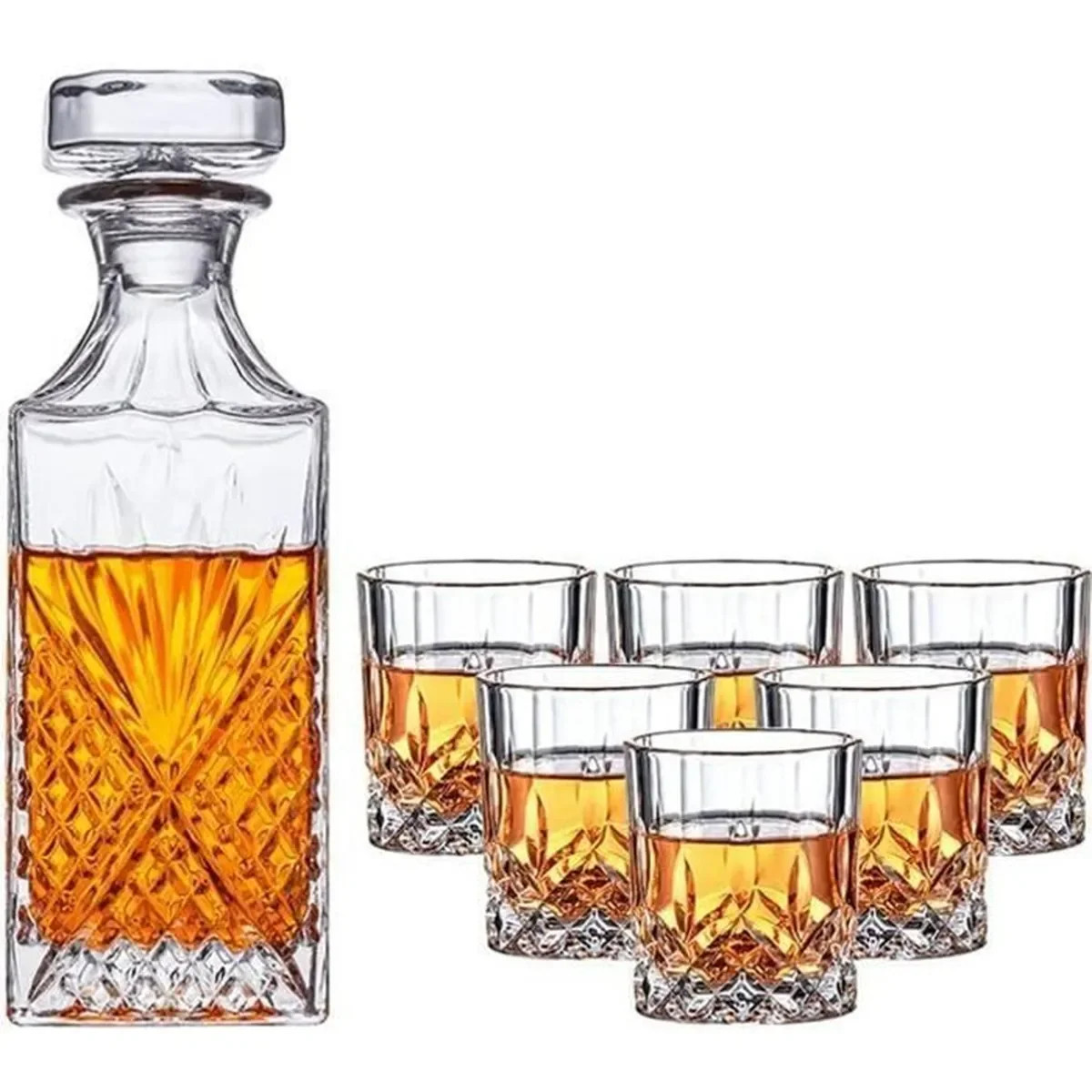 Changm Whiskey Decanter Set 7-Piece Crystal Lead-Free Whiskey Decanter Set | Walmart (US)