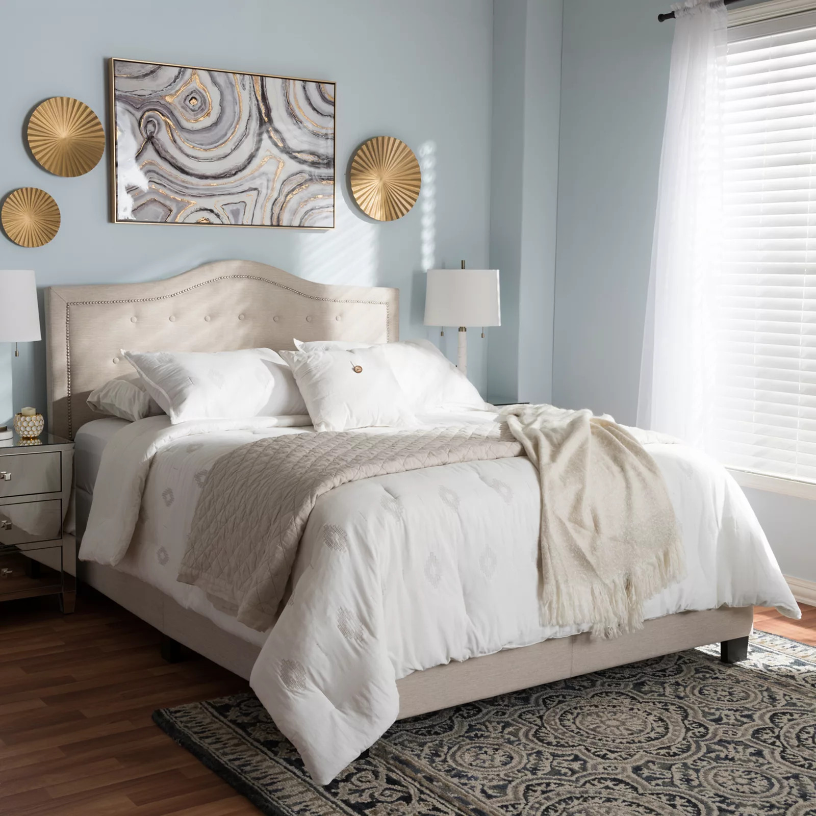 Baxton Studio Emerson Tufted Bed, Lt Beige, Queen | Kohl's