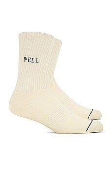 WellBeing + BeingWell Well Embroidered Tube Sock in Ivory Black from Revolve.com | Revolve Clothing (Global)