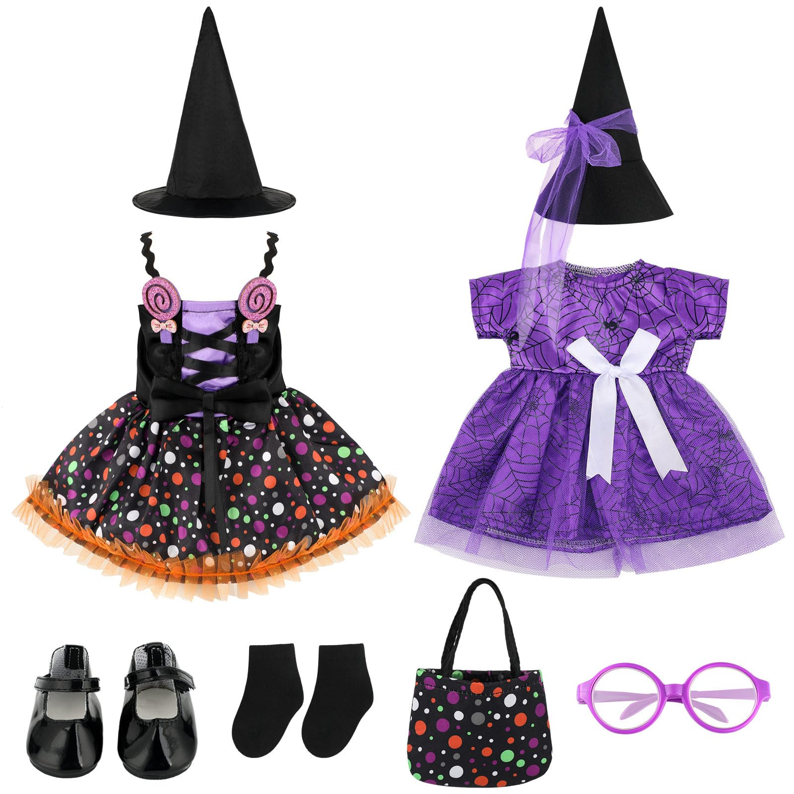 Kajaia 8 Pcs Halloween Doll Clothes and Accessories for 18 Inch ,Purple Halloween Doll Outfit,Dre... | Amazon (US)