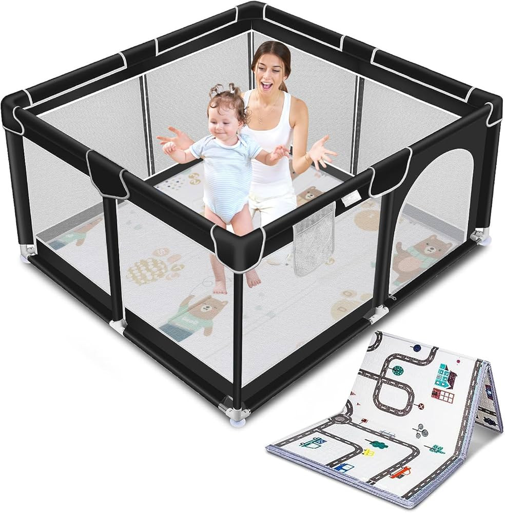 Suposeu Baby Playpen with Anti-Slip Mat for Indoor and Outdoor Playard Kids Activity Center with ... | Amazon (US)