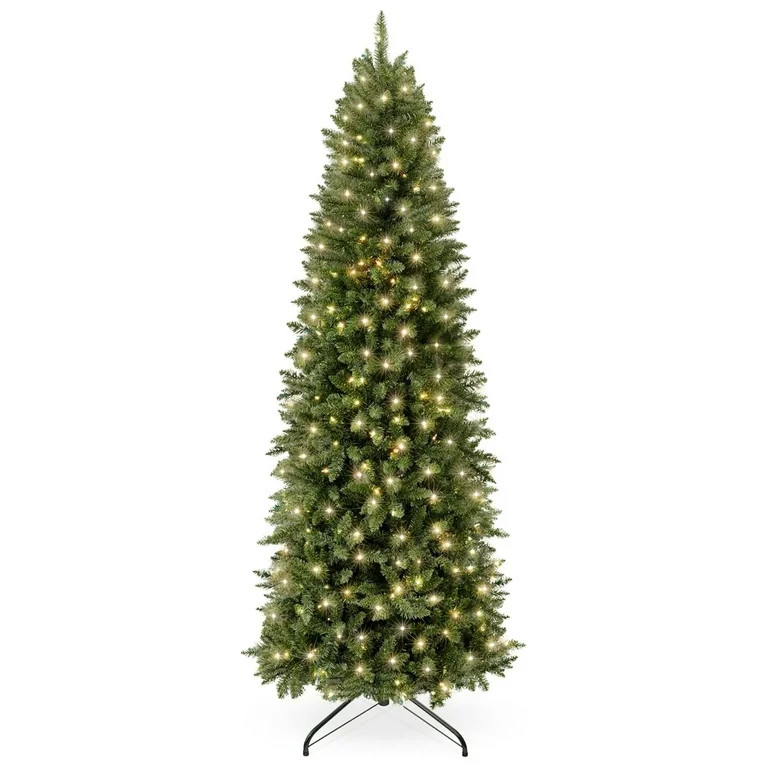 6ft Pre-Lit Pencil Christmas Tree, Skinny Spruce Slim Holiday Decoration w/ 618 Tips, 250 Incande... | Walmart (US)