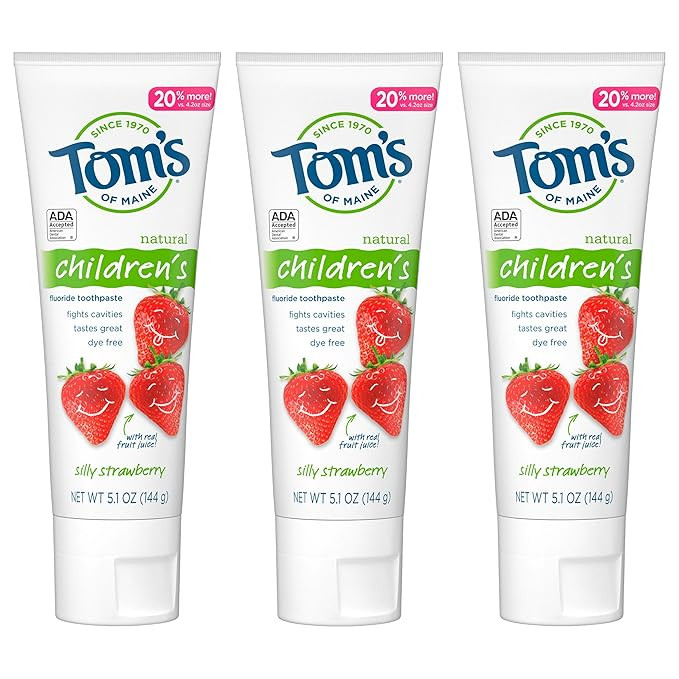 Tom's of Maine Anticavity Fluoride Children's Toothpaste, Silly Strawberry, 5.1 Oz, 3 Pack, 15.3 ... | Amazon (US)