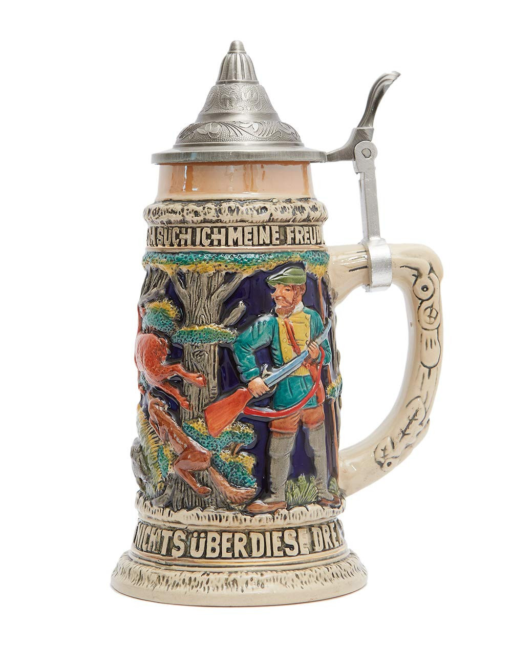 HAUCOZE Beer Stein Mug German Hunting Drinking Viking Tankard with Petwer Lid for Birthday Gifts ... | Amazon (US)