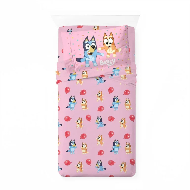 Bluey Kids 3-Piece Twin Sheet Set, Blue, BBC Studios | Walmart (US)