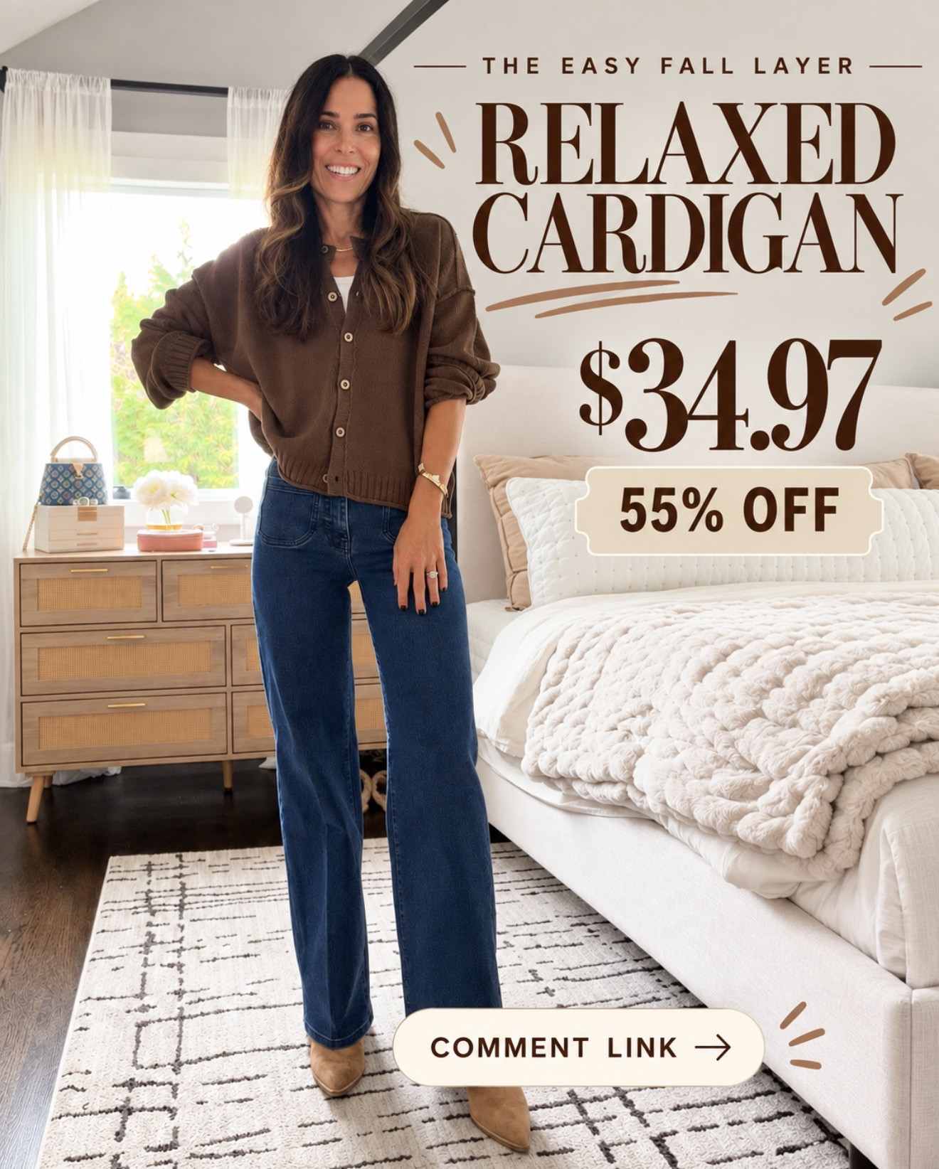 The easiest little fall layer 🤎 This relaxed chocolate-brown cardigan is only $34.97 right now—55% off! I love it buttoned up or worn open over a simple tank.

Comment LINK and I’ll send it to you.

#LTKOver40 #LTKmomlife #LTKootd