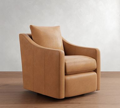 Ayden Slope Arm Leather Swivel Glider | Pottery Barn (US)