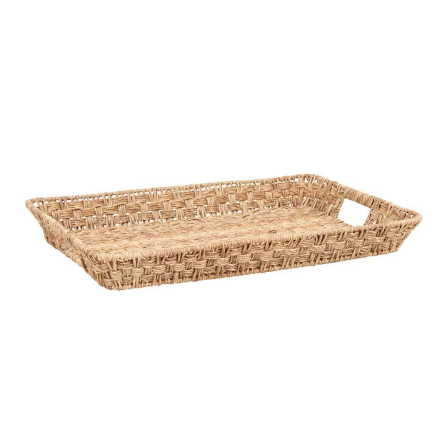 Better Homes & Gardens Beige Rattan Rectangular Serving Tray, 21"x15" | Walmart (US)