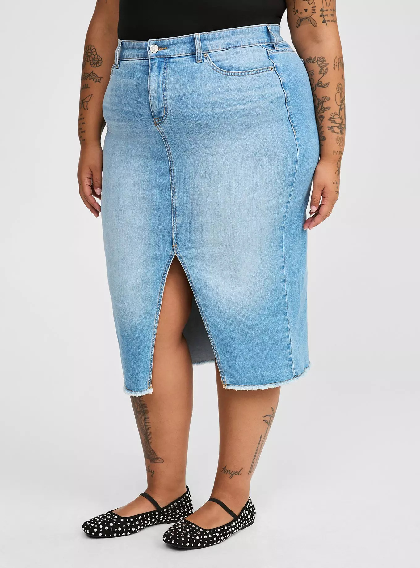 Midi Denim Front Slit Skirt | Torrid (US & Canada)