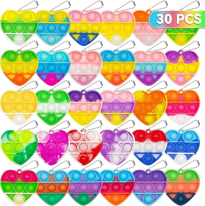 Pop Fidget Toys Bulk Its Valentines Day Gifts for Kids 30 Pack Valentines for Kids Classroom Vale... | Amazon (US)