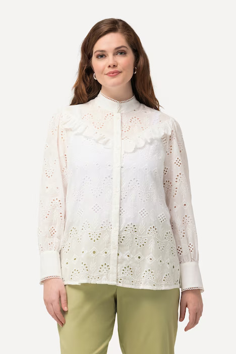 Ruffle Eyelet Blouse | Ulla Popken - US & CA