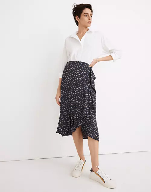 Ruffle-Wrap Midi Skirt in Spring Fling | Madewell