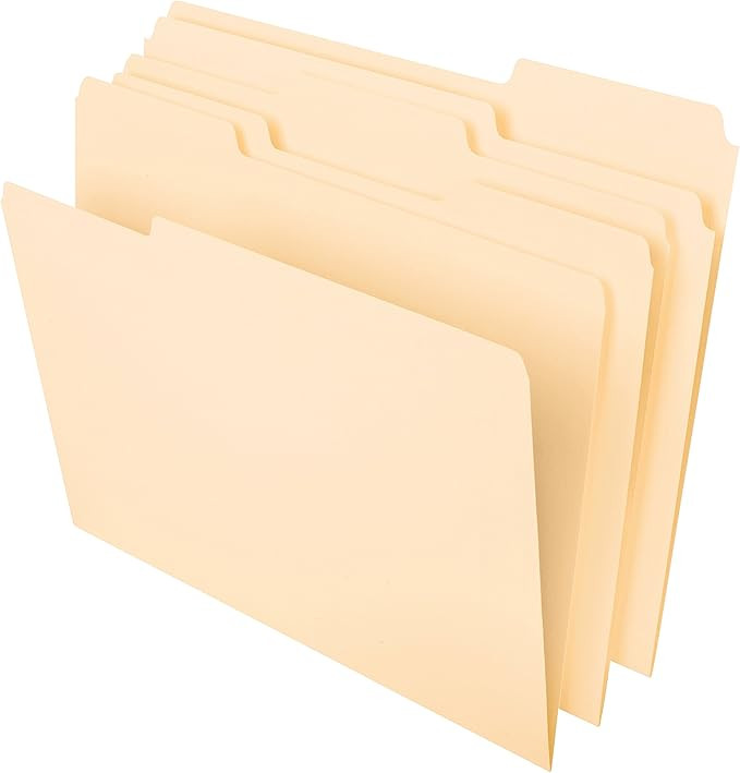 Pendaflex File Folders, Letter Size, 8-1/2" x 11", Classic Manila, 1/3-Cut Tabs in Left, Right, C... | Amazon (US)