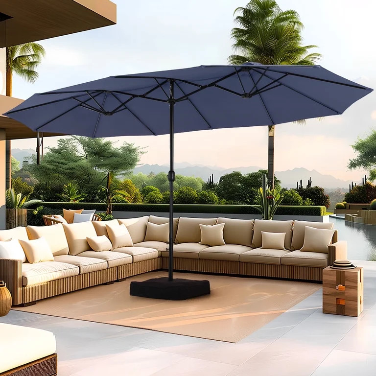 Summit Living 15 ft Large Patio Umbrella with Base (Included) Double-Sided Rectangular Outdoor De... | Walmart (US)
