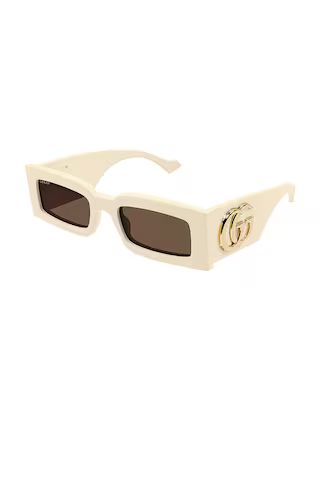 Gucci Acetate Rectangular in Shiny Solid Ivory from Revolve.com | Revolve Clothing (Global)