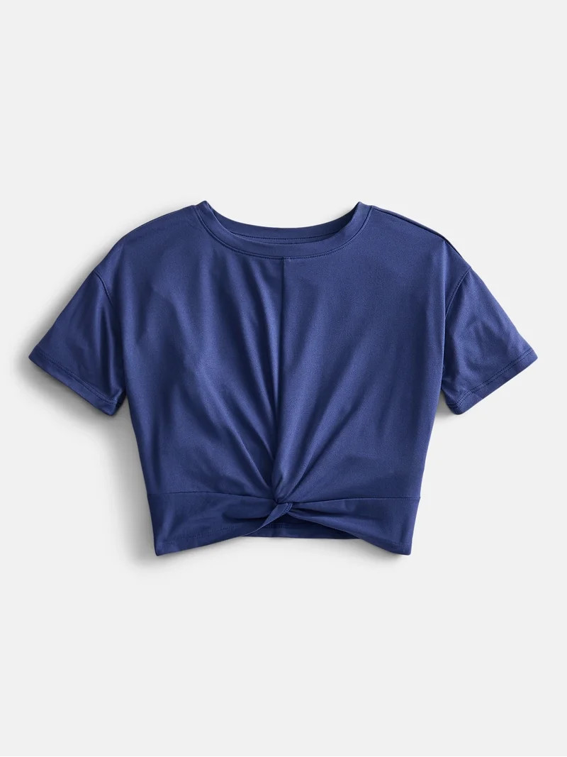 Athletic Works Girls Twist Front Active Tee with Short Sleeves, Sizes 4-18 & Plus | Walmart (US)