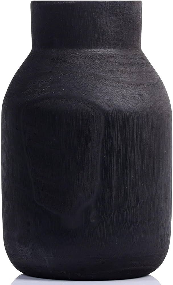 Black Wooden Vase,Black Vases for Decor,Wood Floor Vases Decorative Tall,Farmhouse Rustic Wood Va... | Amazon (US)